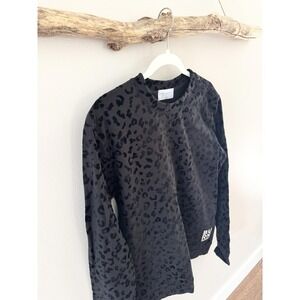 Burn‎ Boot Camp Black Velvet Leopard Print Long Sleeve Sweatshirt XS